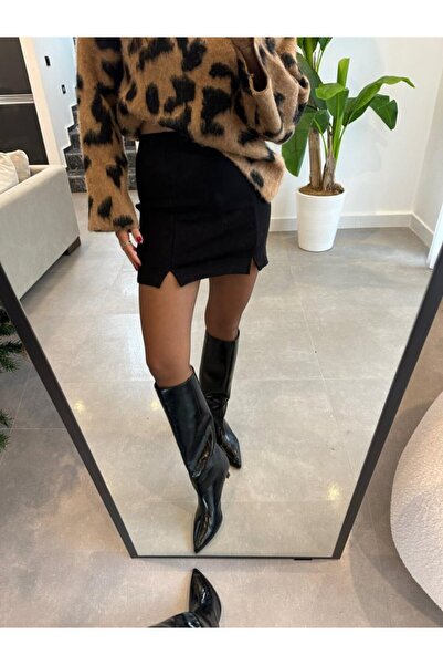 Silerra Γυναικεία μίνι φούστα με διπλό σκίσιμο με λεπτομέρειες