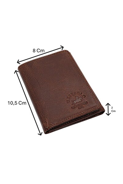 Westpolo Hakiki Eskitme Deri Kağıt Para ve Kart Bölmeli Unisex Cüzdan - Tigua...