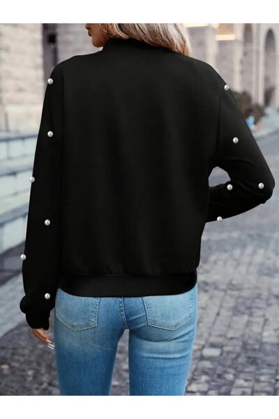 JANES Women's Long Sleeve Front Zipper Pearl Short Modal Jacket