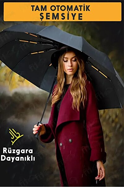 FİTHOME Çanta Boy Tam Otomatik Rüzgara Dayanıklı Fiber 12 Tel Şemsiye