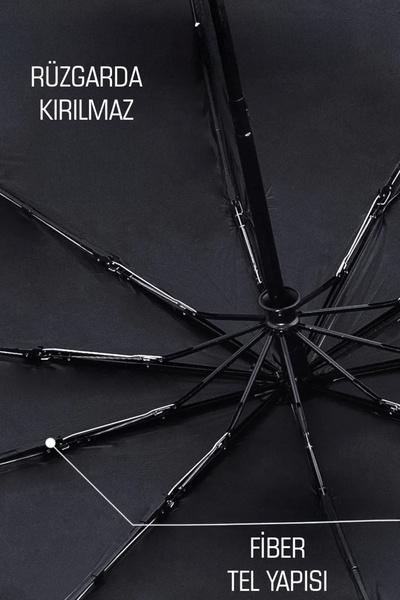 FİTHOME Rüzgarda Kırılmaz Tam Otomatik Fiber Unisex Şemsiye 10 Tel