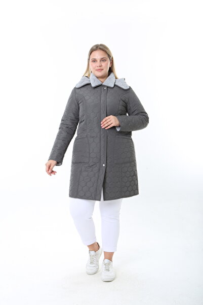 TUTveAL Collection Imported Soft Fur Coat, Plus Size, Rabbit Fur Coat, Water Repellent Coat, Quilted Coat, Over-The-Knee