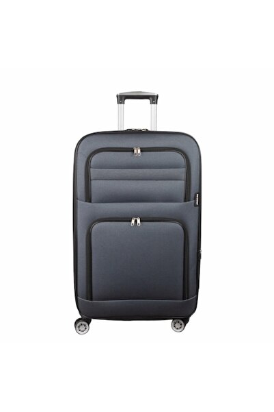 Naimeed Company Troler mediu de călătorie, Naimeed D5994, 4 roți, material textil, încuietoare cu cod, gri, 43x27x63cm