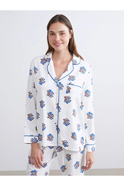 LC Waikiki Gömlek Yaka Çiçekli Kadın Pijama Takımı