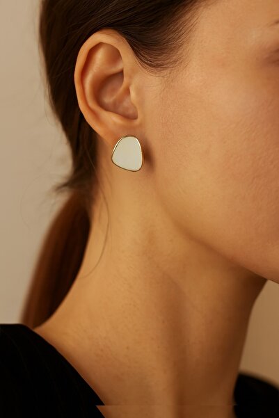 Kokoş Earrings Steel White Detail Steel