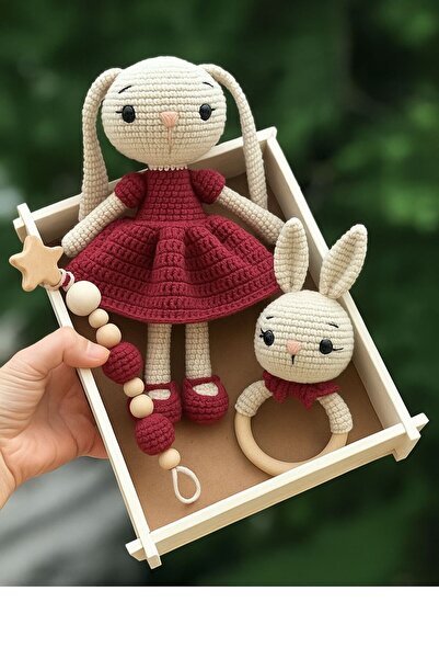 poffibaby Amigurumi Organic Toy - Rabbit Pacifier Set