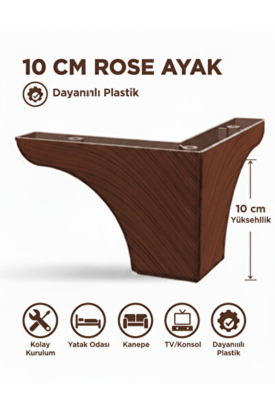 İMT AKSESUAR Rose 10 cm Mobilya Kanepe Sehpa Tv Ünitesi Koltuk ve Konsol Ayağı