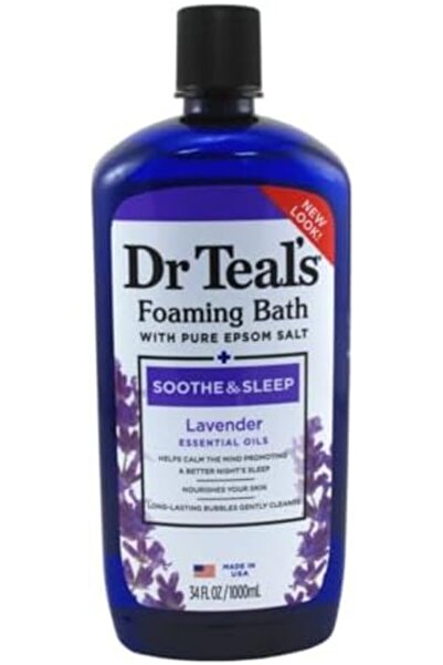 Dr Teals حمام دكتور تيل الرغوي بملح إبسوم النقي، يهدئ وينام مع اللافندرDr Teal's Foaming Bath with Pure