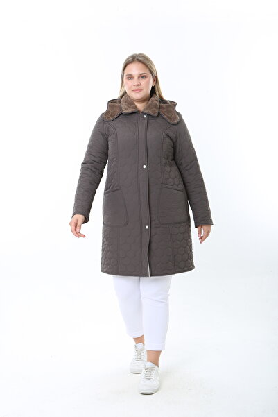 TUTveAL Collection Imported Soft Fur Coat, Plus Size, Rabbit Fur Coat, Water Repellent Coat, Quilted Coat, Over-The-Knee