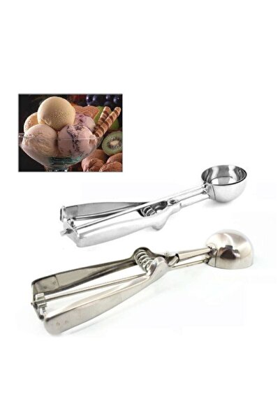 Buççin Stainless Steel Pull Drop Ball Ice Cream Scoop Halva Spoon 1 Piece 1-Person Knife Set Steel