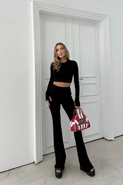 MOZENA Set bluză cu decolteu rotund și colanți evazați