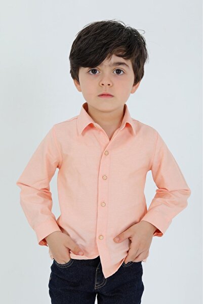 Pi Giyim Детска класическа риза, бебешко розово, с дълги ръкави