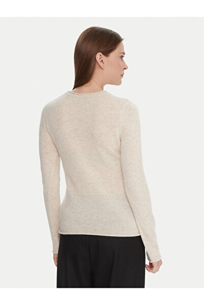 Tommy Hilfiger Kadın Kısa Kol Bisiklet Yaka Çizgili Regular Fit Bej Kazak WW0WW40264-ADK