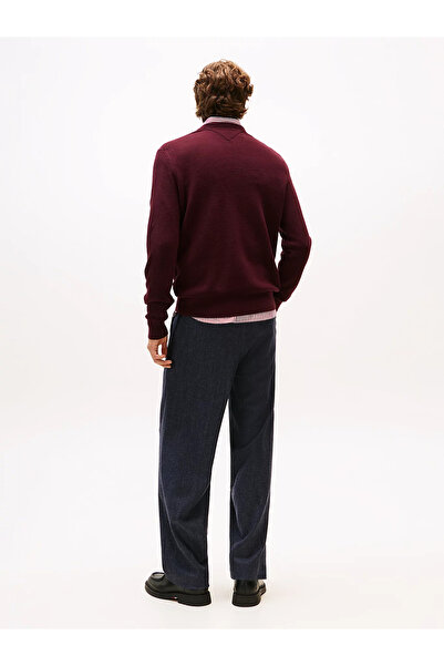 Tommy Hilfiger Men's Brand Logo Long Sleeve Casual Red Sweater Mw0Mw36347-Xih