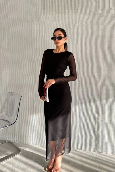 By BAYANA فستان نسائي متوسط الطول من التول