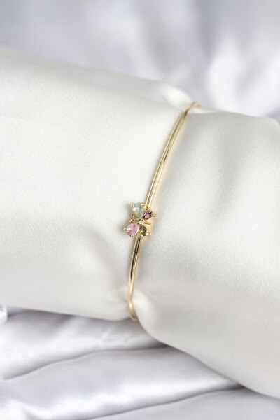 Lisinya سوار نسائي من النحاس الذهبي على شكل فراشة ملونة - TYGOO