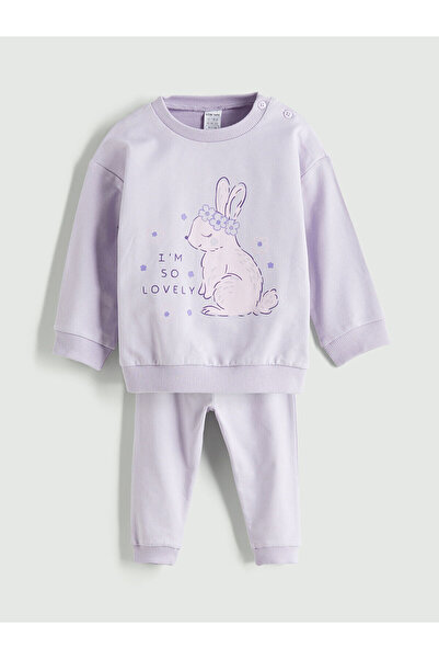 LC Waikiki Lilac Baby Girl Sweatshirt and Sweatpants Set of 2