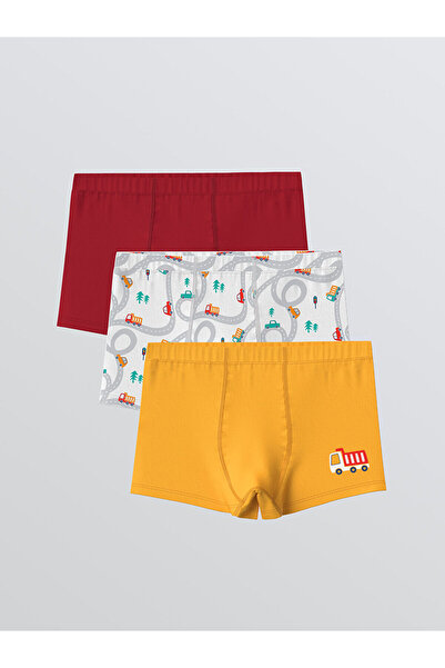 LC Waikiki Vizyon New Season Printed Cotton Boys' Boxer 3-Piece Set
