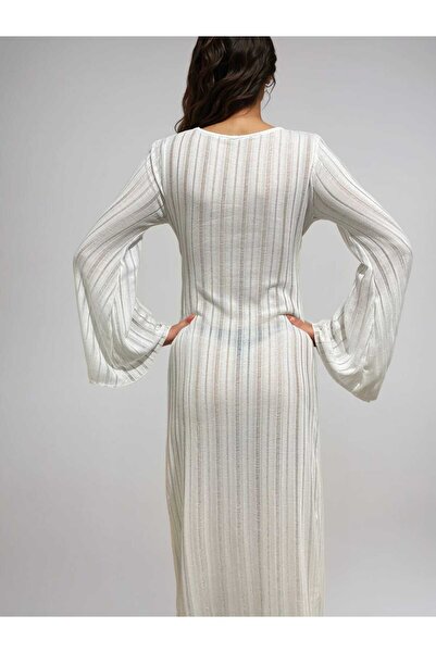 Cherry Lane White Report Transparent Knitted Pareo Dress