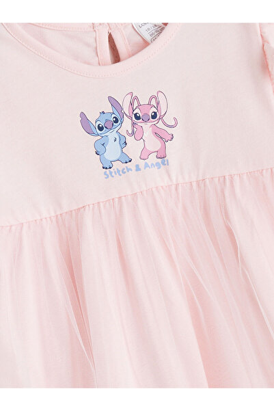 LC Waikiki Peak Yeni Sezon Stitch ve Angel Baskılı Kız Bebek Elbise