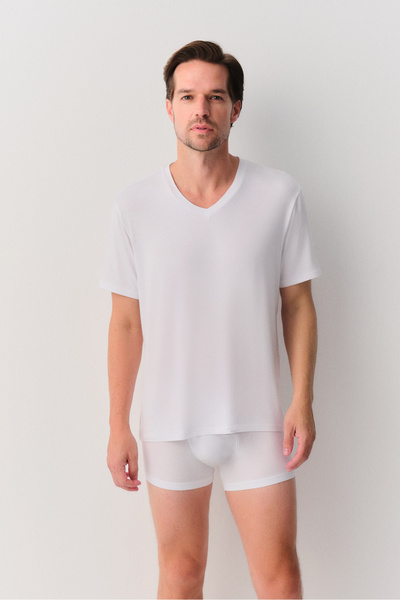 SUWEN Erkek Modal V Yaka T-Shirt