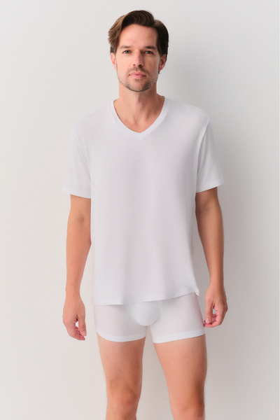 SUWEN Erkek Modal V Yaka T-Shirt