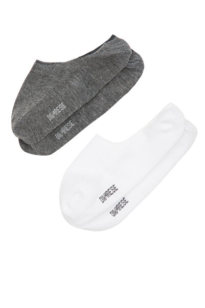Dıvarese Gri Beyaz 2li Kadın Çorap