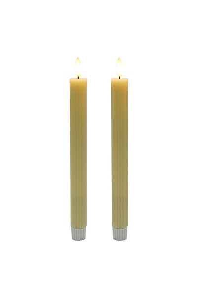 MAPLE LEAF Battery Operated LED Wax Dinner Candles 2x24.5cm