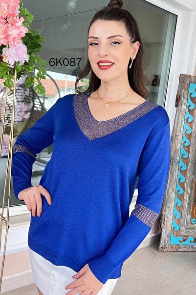 İnce Topuk Pletena bluza sa V-izrezom 6K087