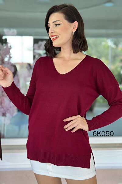 İnce Topuk بلوزة تريكو برقبة على شكل حرف V 6k050