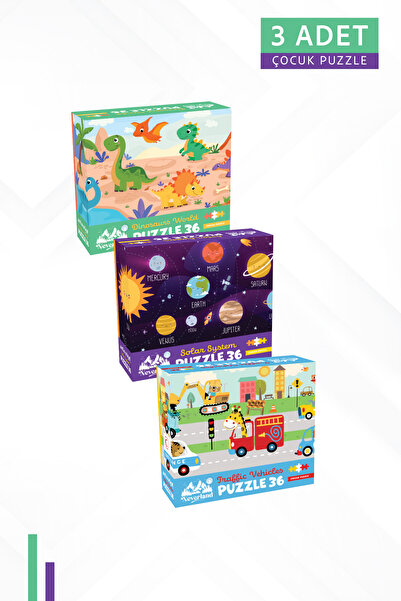 Neverland 3ADET 36 PARÇA -DİNOZORLARIN DÜNYASI VE GÜNEŞ SİSTEMİ VE TRAFİK TAŞ...