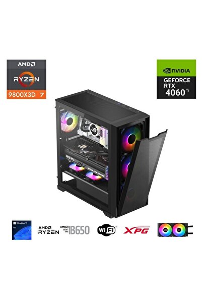 ETERNAL POWER RYZEN 7 9800X3D 64GB DDR5 1TB M.2 RTX 4060 Tİ B650 WIFI 750W 240M