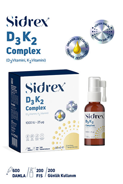 SIDREX D3K2 COMPLEX SPREY | D3 K2 VİTAMİNİ İÇEREN TAKVİYE EDİCİ GIDA