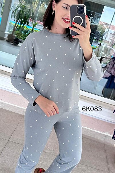 İnce Topuk 100% Cotton Pajama Set 6K083