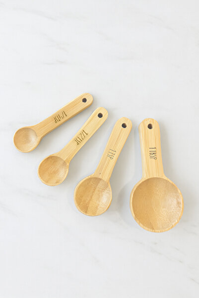 Kitchen Life 4-Piece Bamboo Measuring Spoon Set