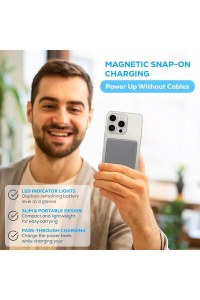 Generic Magnetic Wireless Power Bank Ultra-Thin 18W USB-C PD For iPhone 12-16 Series