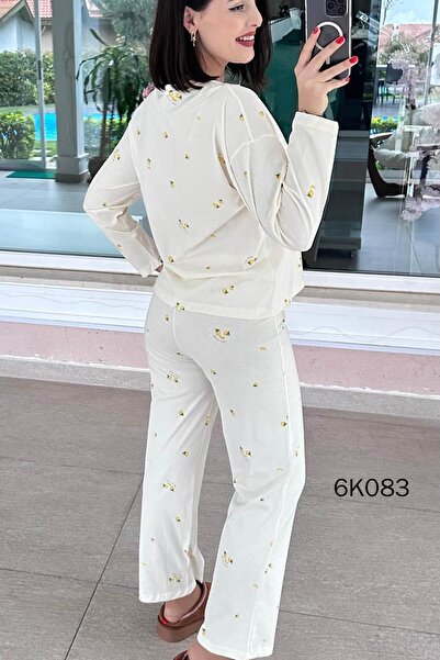 İnce Topuk 100% Cotton Pajama Set 6K083