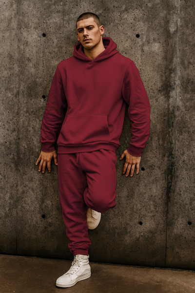 CMZ COLLECTİON طقم بدلة رياضية للجنسين بثلاثة خيوط وتصميم فضفاض – سترة بغطاء ...