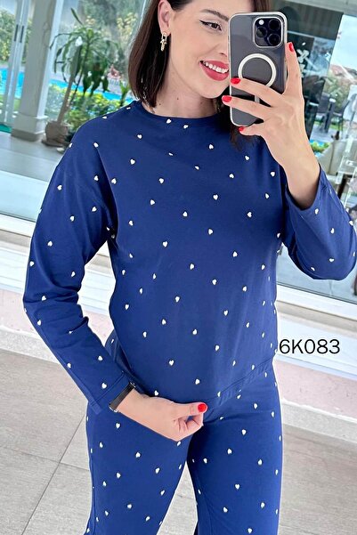 İnce Topuk 100% Cotton Pajama Set 6K083