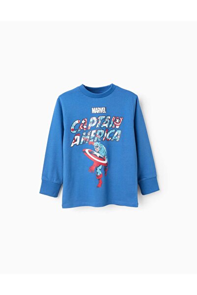 Ziddy Long Sleeve T-shirt for Boys 'Captain America', Blue