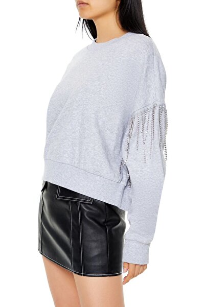 Forever 21 Parlak Taşlı Püsküllü Sweatshirt