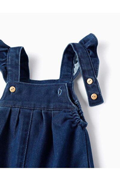 Ziddy Denim Overalls with Ruffles for Newborns, Blue