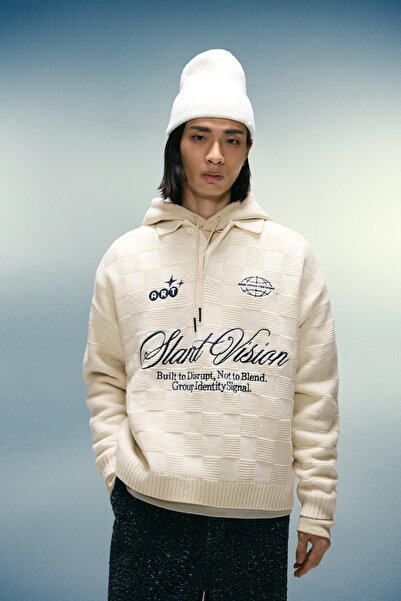 Bershka Baskılı polo yaka kazak