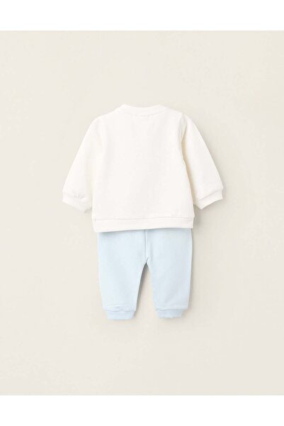 Ziddy Brushed Sweatshirt + Trousers for Newborns 'Mickey', White/Blue