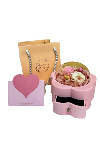 velve Cutie pentru bijuterii One Rose cu sertar, felicitare si trandafiri cri...