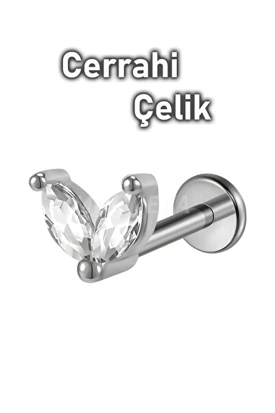 MORNEVA Cerrahi Çelik Badem Taş Kıkırdak Kulak Tragus Helix Conch Piercingi (1 Adet)