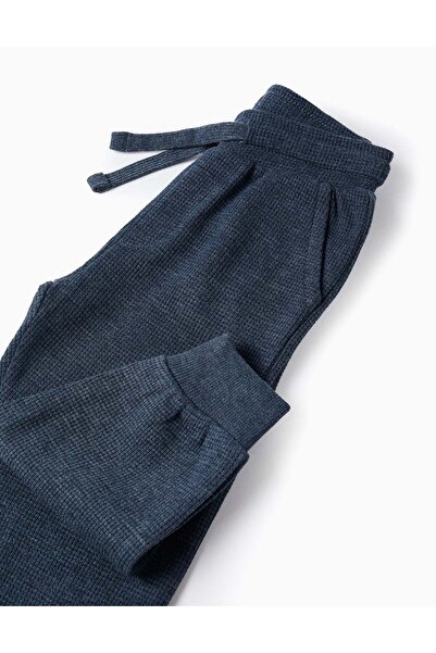 Ziddy Waffle Textured Joggers for Baby Boys, Dark Blue