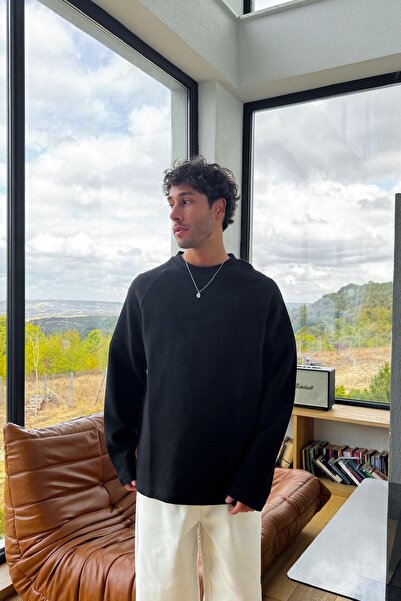 Flaw Wear Basic Dokuma Sweatshirt Siyah