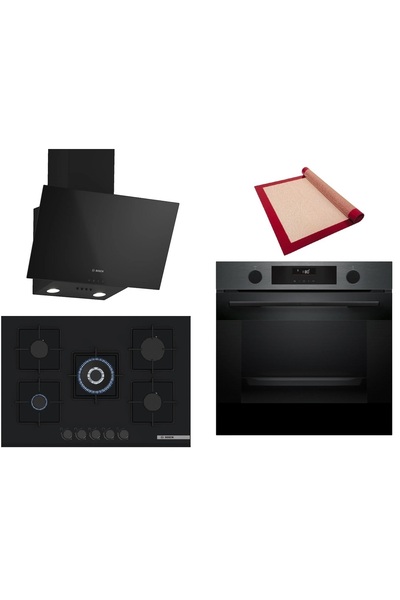 Bosch Siyah 3 lü Ankastre Set (HUA736EG0T-PNQ7B6P30O-DWK63PJ60T) Buhar Destek...