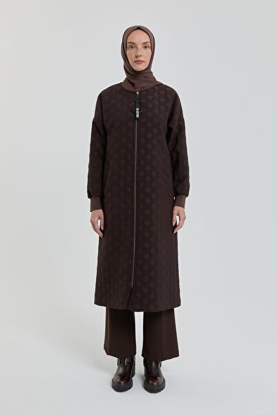 Nihan İnce Kapitone Ribana Detaylı Kap Kahve